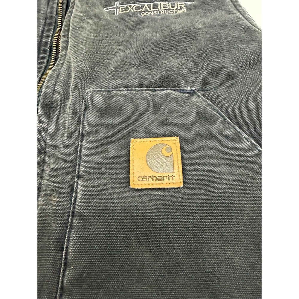 Vintage Carhartt Vest Men's Large Regular Canvas Quilted V02ONX Onyx Made in USA - Picture 4 of 9
